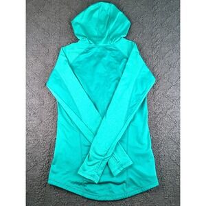 Layer 8 Performance Womens Size MTeal Qwick-Dry Quarter Zip Hoodie Thumbholes
